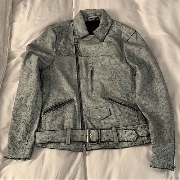 Allsaints Cracked Leather Jacket - Size Large